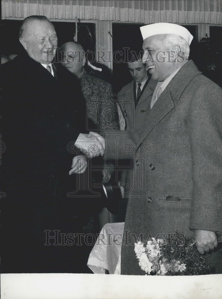 1956 Indian Prime Minister Pandit Nehru and Dr. Konrad Adenauer - Historic Images