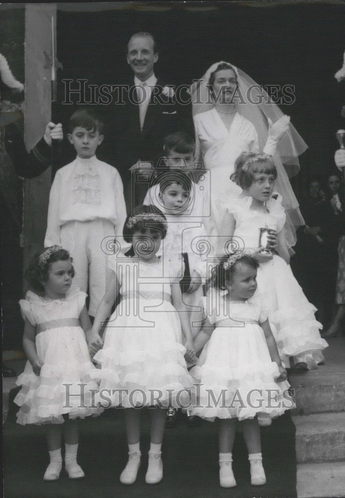 1954 Press Photo Bernard Destremeau Marries Miss Diane de Pracomtal - Historic Images