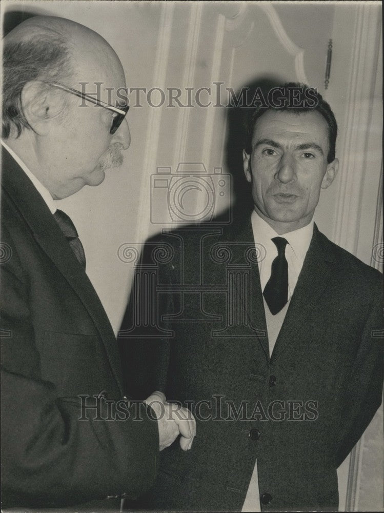 1962, Jean Rostand (left) and Pierre Douzou - KSK05725 - Historic Images