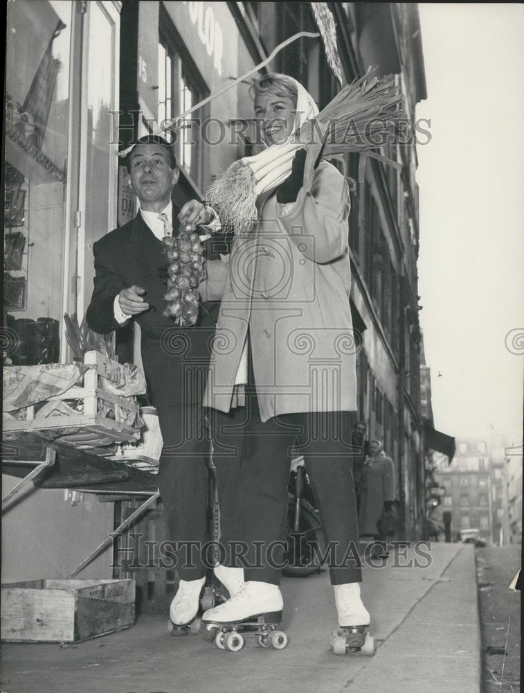 1958 Press Photo Genevieve Cluny and Pierjac Roller-Skate - KSK06603-Historic Images