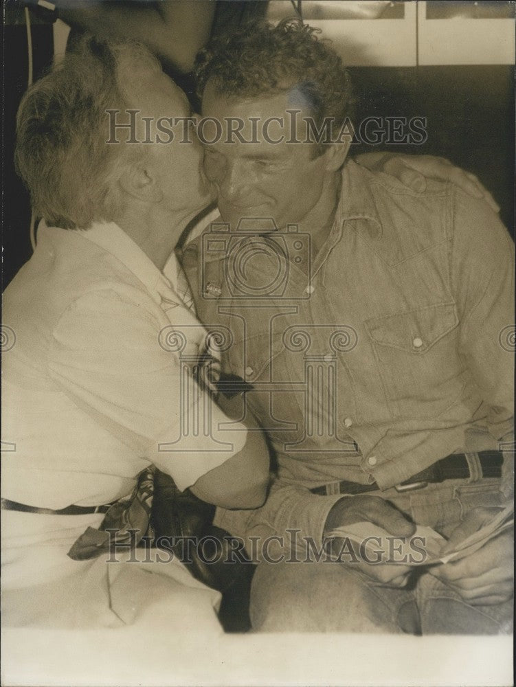 1976 Eric Tabarly&#39;s Mother Kisses Him  - Historic Images