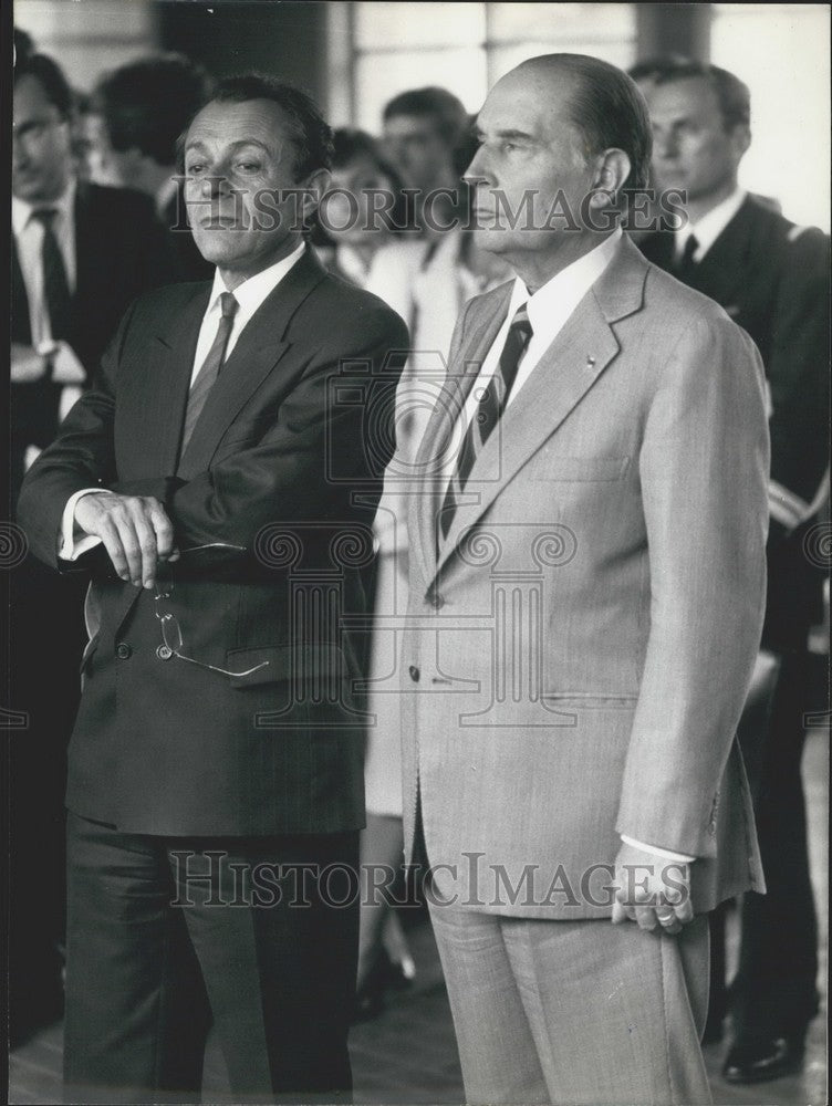 1985 Press Photo President Mitterrand and Michel Rocard - Historic Images