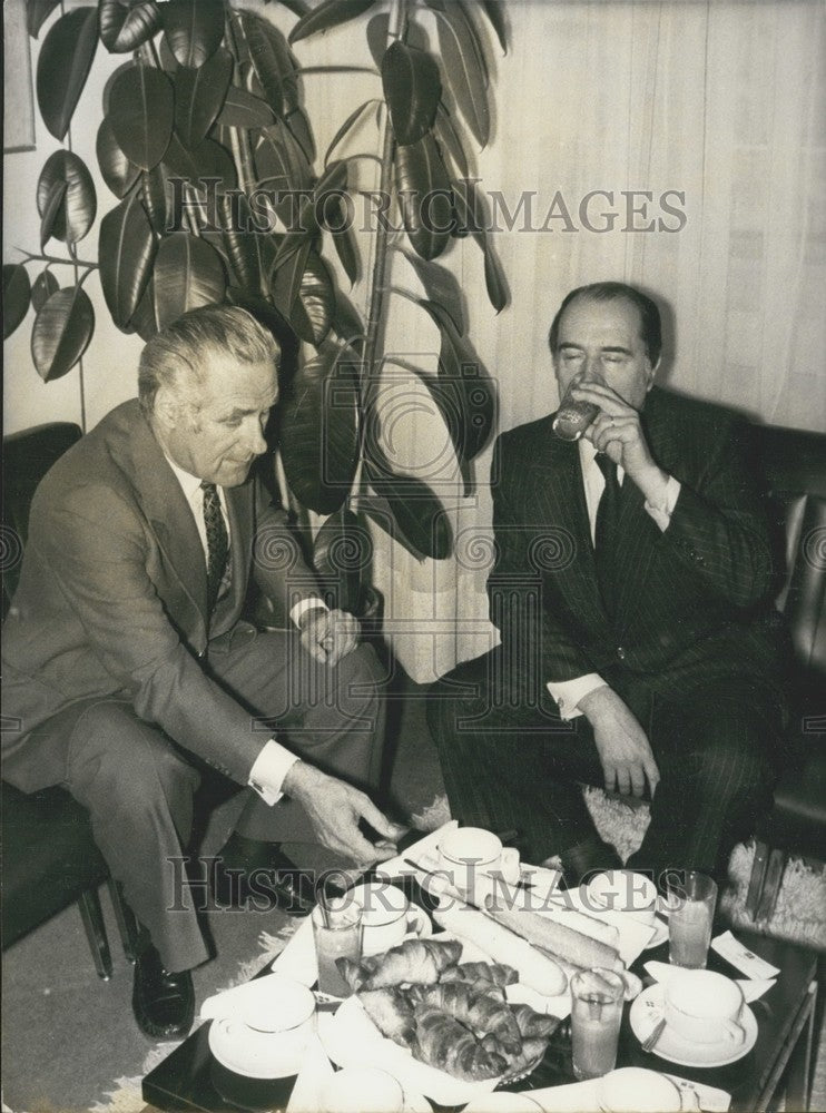 1974 Francois Mitterrand and Jacques Sallebert Breakfast Together - Historic Images