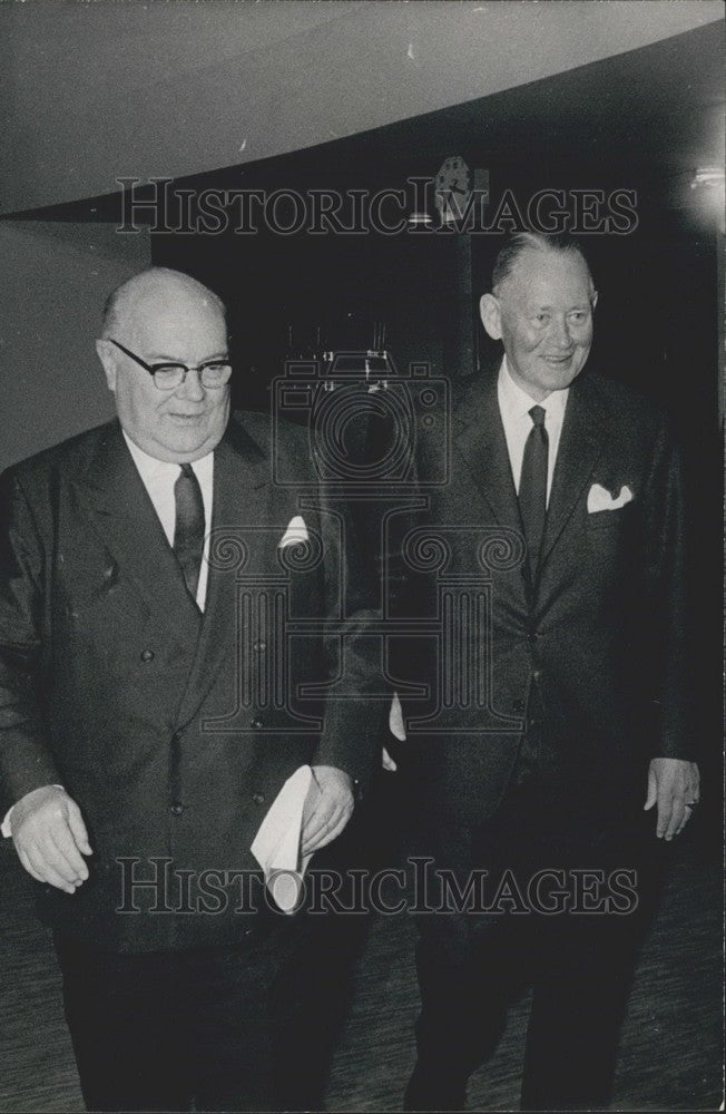 1963, Paul-Henry Spaak and Dirk Stikker at NATO Council Meeting - Historic Images