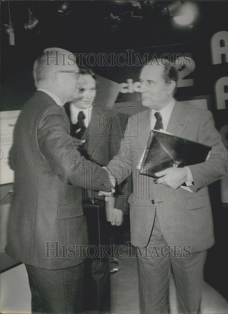 1976 Press Photo Jean-Pierre Fourcade and Francois Mitterand after Debating-Historic Images