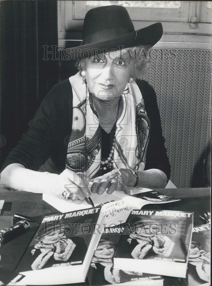 1974, Mary Marquet Signs Book - Historic Images