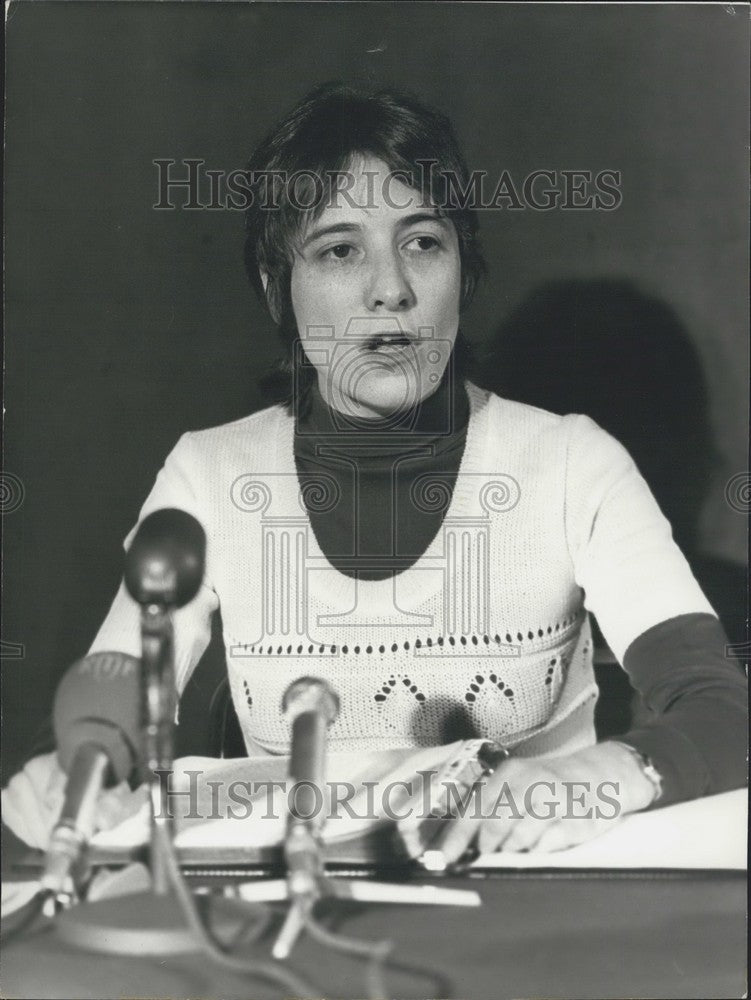 1974, French Trotskyist Arlette Laguiller at a Press Conference - Historic Images