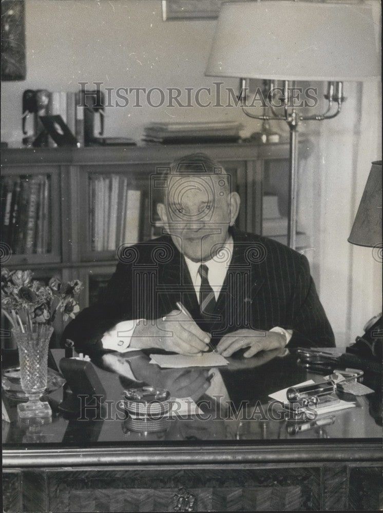 1962, President Rene Coty Working at Desk - Historic Images