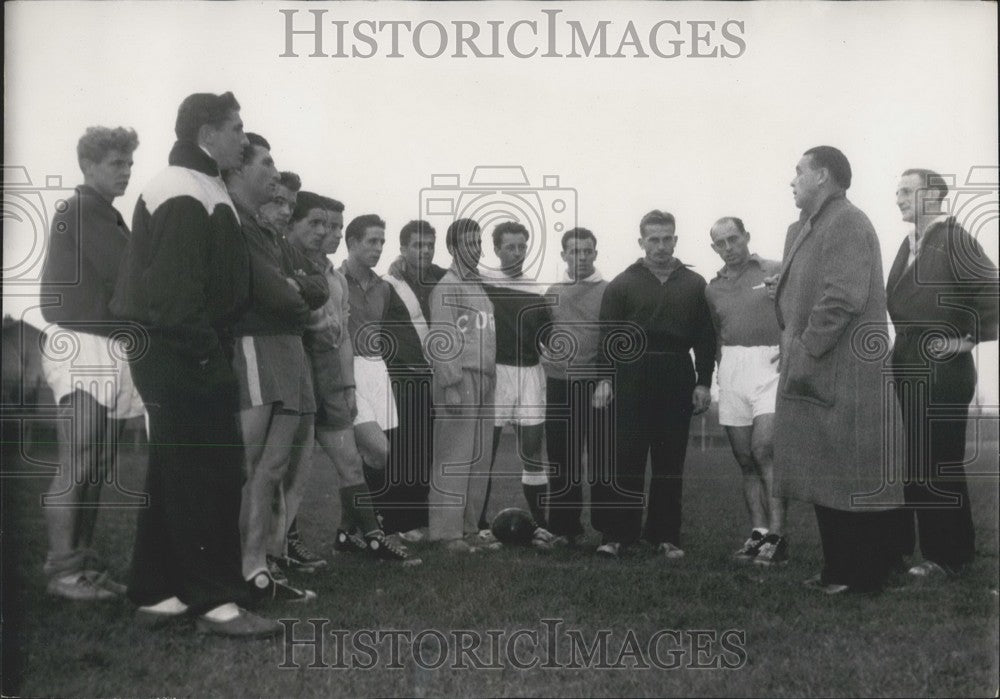 1952, France's Soccer Team Chats Before Leaving for Dublin - Historic Images
