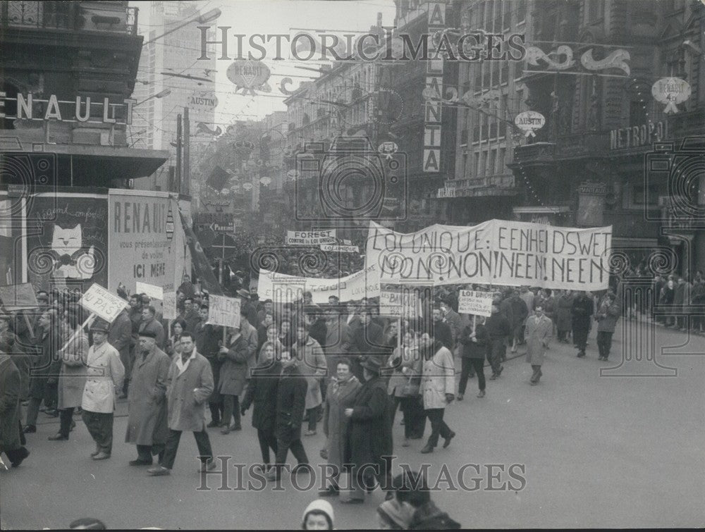 1960, People Striking in the Streets of Brussels - Historic Images