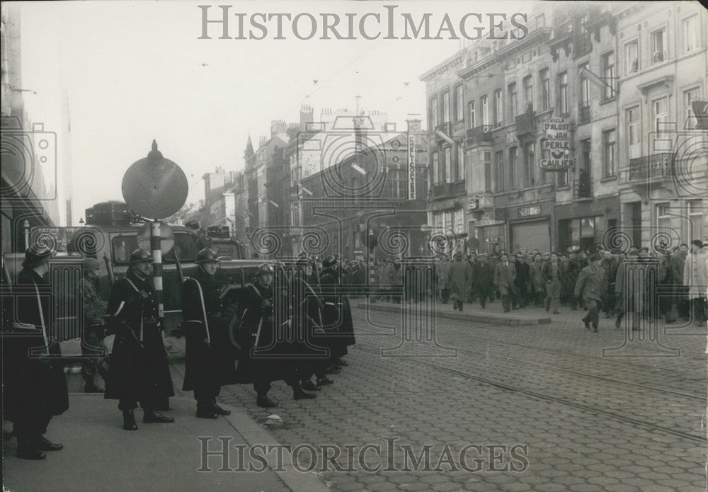 1960, Armed Police Officers in Brussels Watching for Strikers - Historic Images