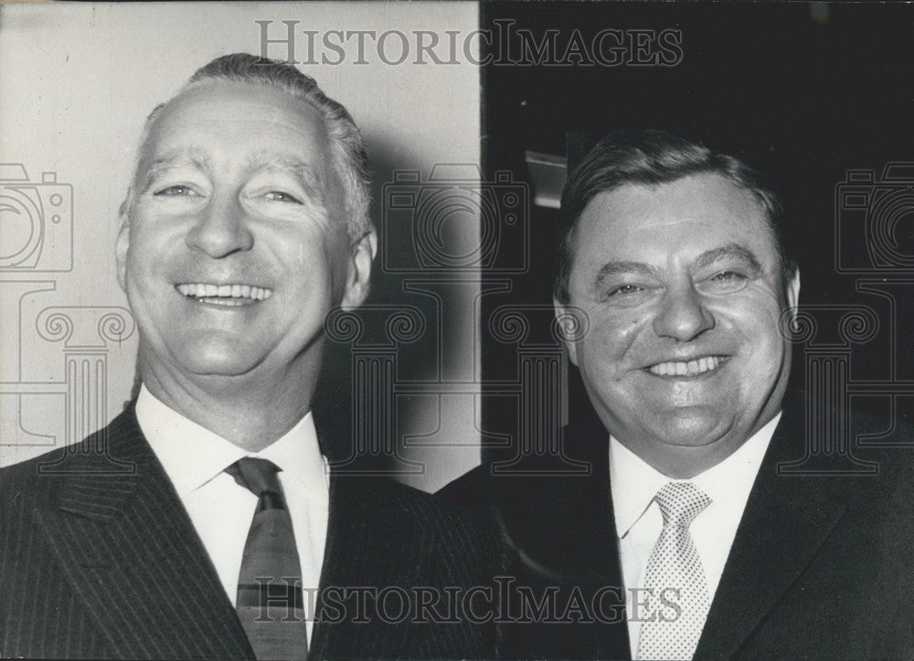 1963 Press Photo German Minister Strauss &amp; French -minister Messmer - Historic Images