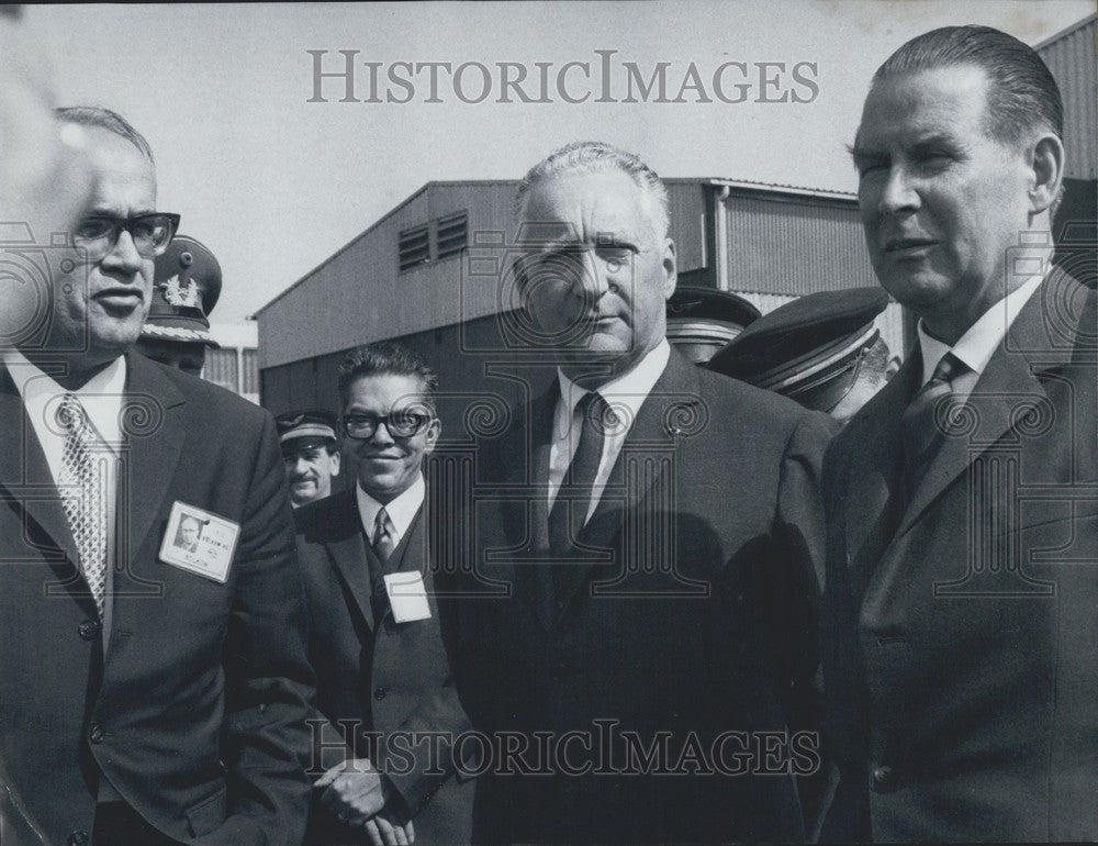 1968 Press Photo French Defense Secretary Pierre Messmer &amp; Gerhard Schruder.-Historic Images