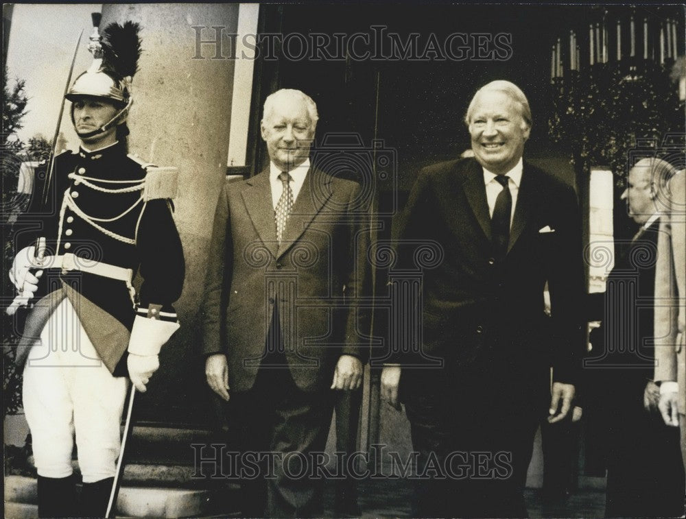 1973, Prime Ministers Pierre Messmer &amp; Edward Heath - Historic Images