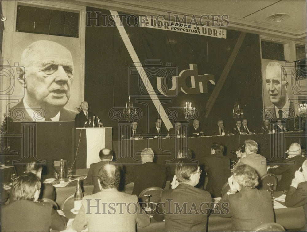 1974, Pierre Messmer Speaks at UDR Meeting - Historic Images