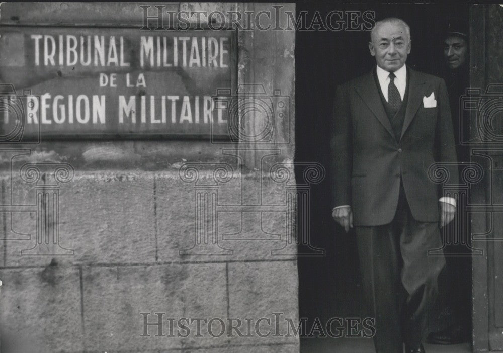 1954 Press Photo Paul Reynaud Makes Deposition at Reuilly Military Court - Historic Images