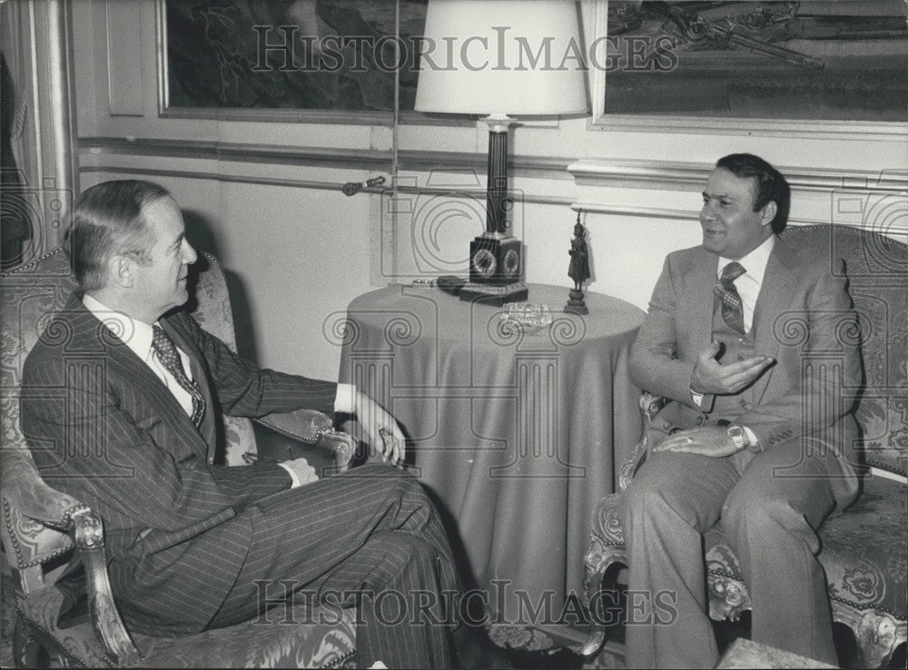 1980, Foreign Ministers: Iran's Ghotbzadeh with Jean Francois-Poncet - Historic Images