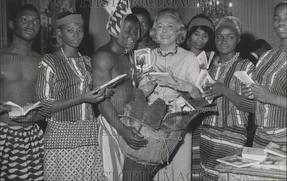 1962 Mrs. Marc de Guillerme with Ivory Coast Folklore Dancers - Historic Images