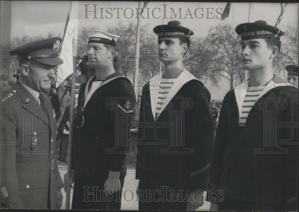 1956, General Gruenther Reviews French Naval Troops - Historic Images