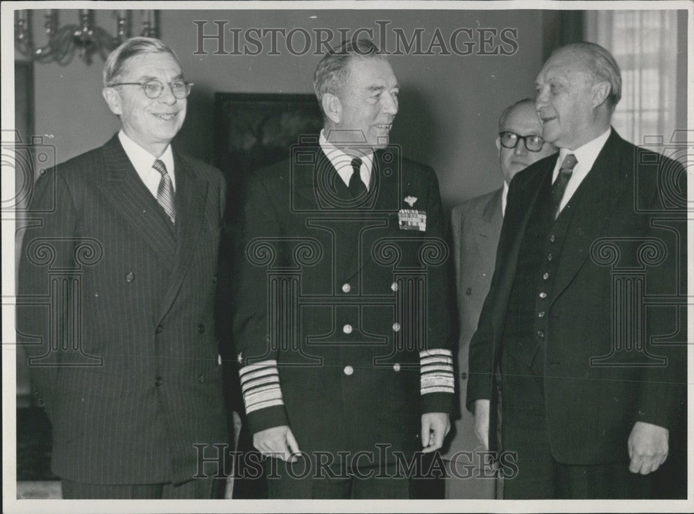 Press Photo Admiral Radford, Dr. Conant, and Chancellor Dr. Adenauer in Bonn. - Historic Images