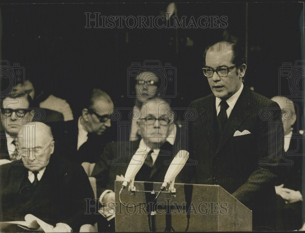 1972 Press Photo European Community President Malfatti Gives Speech in Brussels-Historic Images