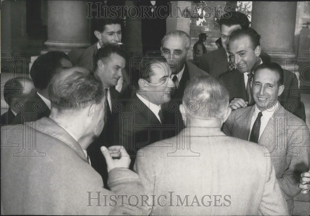 1954 Press Photo Minister of Interior Mitterrand Answers Reporter&#39;s Questions - Historic Images