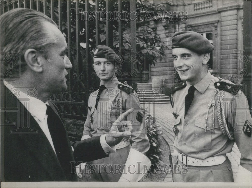 1970 Jacques Chaban Delmas & Two Soldiers, Bordeaux, France - Historic Images