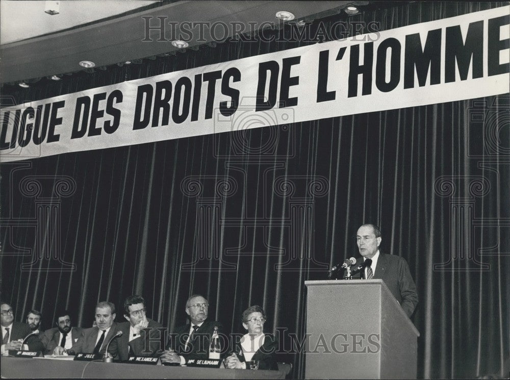 1985, President Mitterrand Speaks 65th Human Rights League Conference - Historic Images