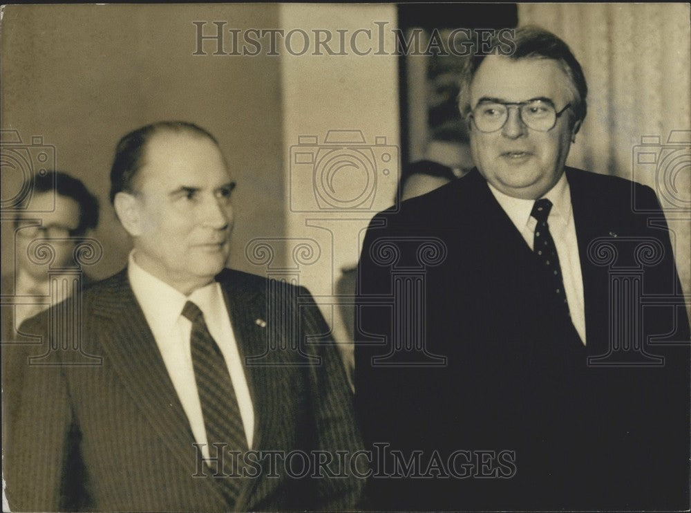 1982, President Francois Mitterrand & Prime Minister Pierre Mauroy - Historic Images