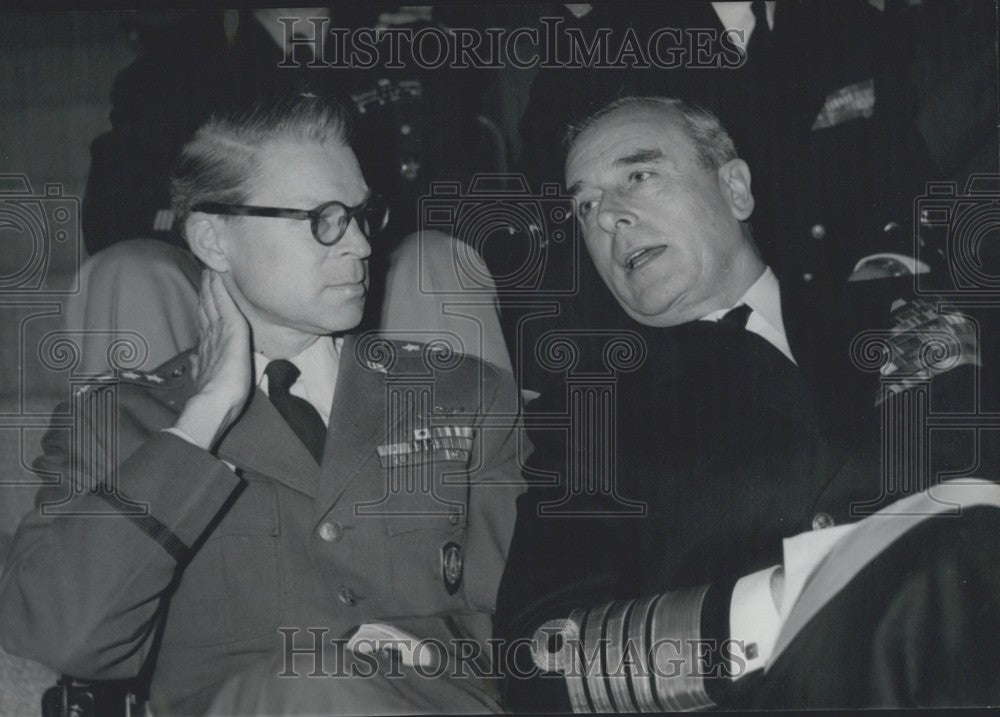 1957 Press Photo General Norstad Talking with Lord Mountbatten, SHAPE - Historic Images