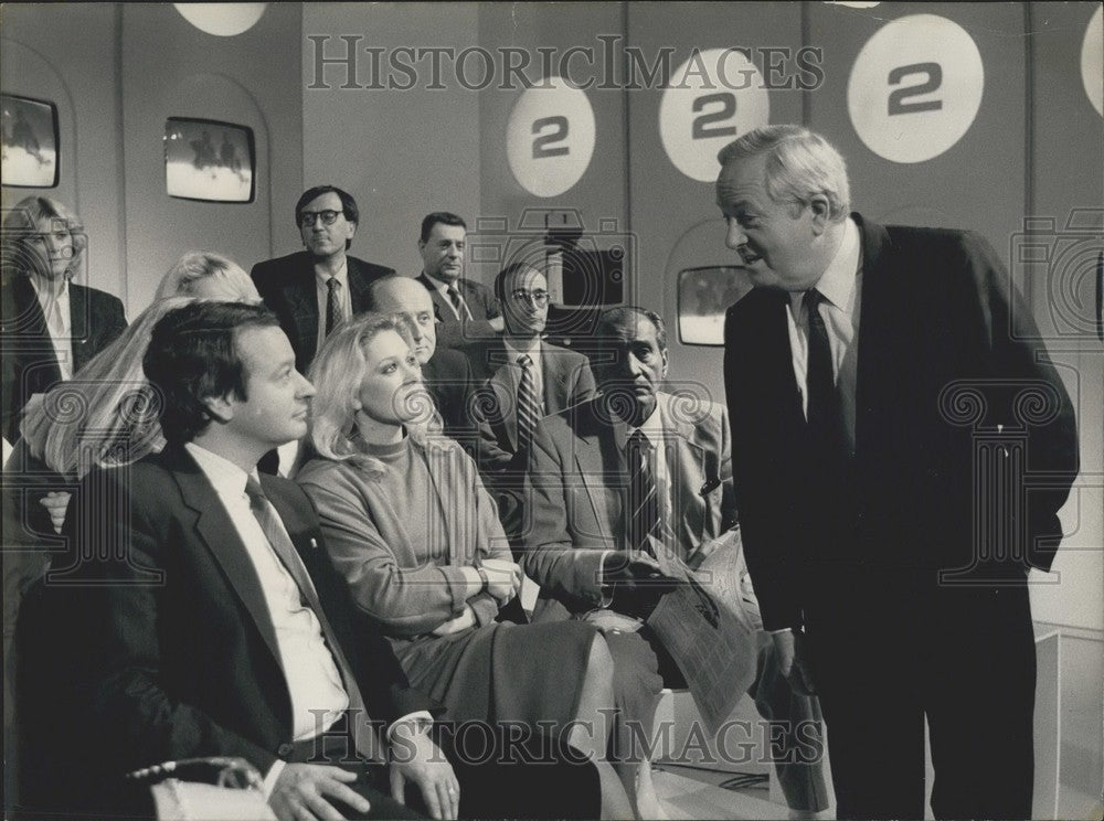 1985 Press Photo Jean-Marie le Pen Speaks With Mr. Stirbois "Hour of Truth" Show - Historic Images