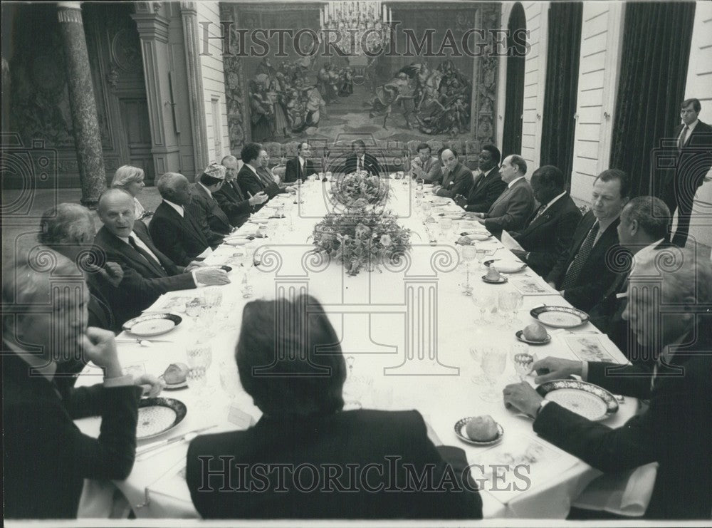 1981, Francois Mitterrand Faces Kurt Waldheim UN Luncheon Table - Historic Images