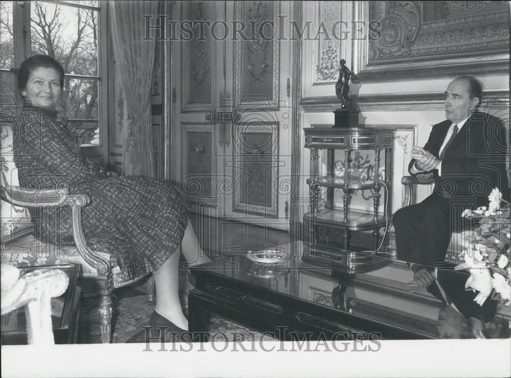 1981 European Assembly President Simone Veil and Mitterand at Elysee - Historic Images