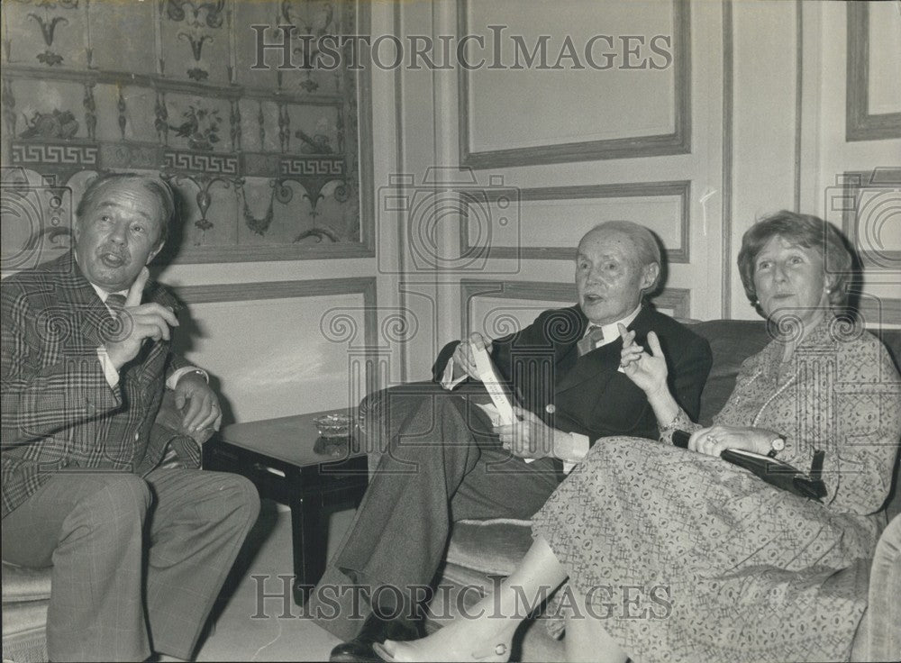 1979 Press Photo Antonine Maillet with Maurice Genevoix and Armand Lamoux-Historic Images