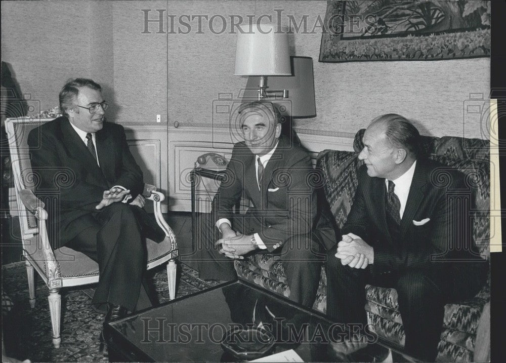1981 Pierre Mauroy, Josef Czyrek, and Ambassador Eugenius Kulaga - Historic Images
