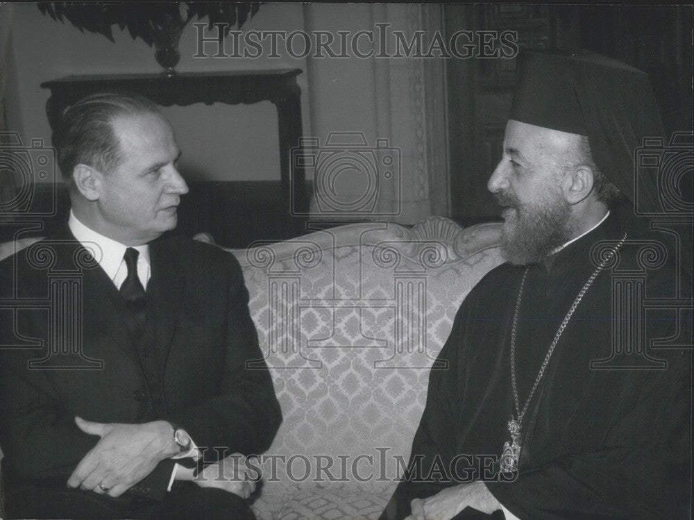 1967, Mr Jarring & President Makarios Nicosia Presidential Palace - Historic Images