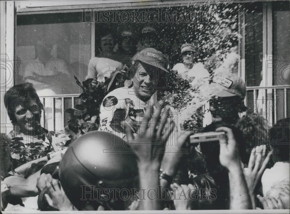 1980, Pierre-Etienne Samin Cracks Open Champagne After Victory - Historic Images