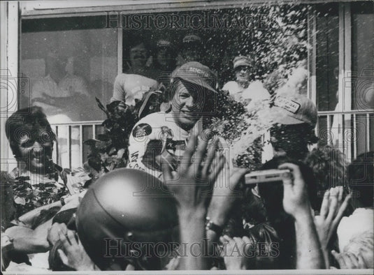 1980, Pierre-Etienne Samin Cracks Open Champagne After Victory - Historic Images