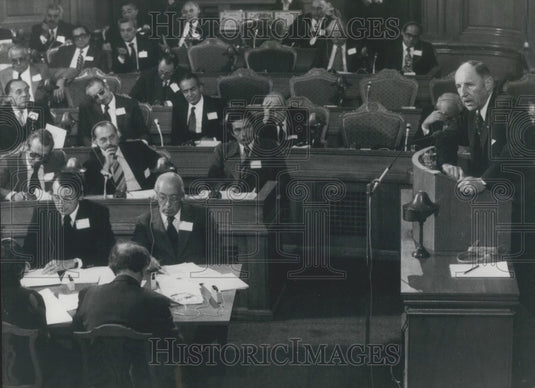 1975, NATO Secretary Joseph Luns Addresses Delegates Copenhagen - Historic Images