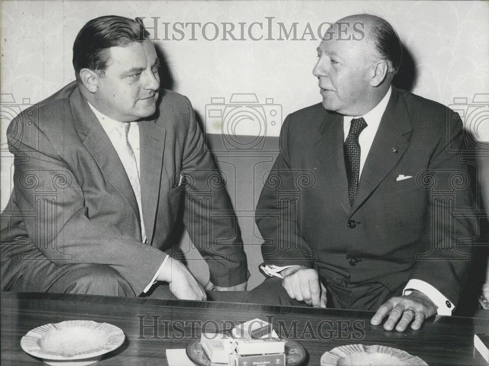 1957 Press Photo Wilber Brucker and Defense Minister Franz Josef Strauss - Historic Images