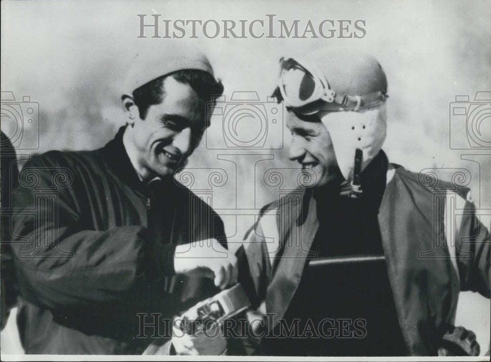 1961, Marcel Amont Explains Camera Use to Guy Perillat Before Race - Historic Images