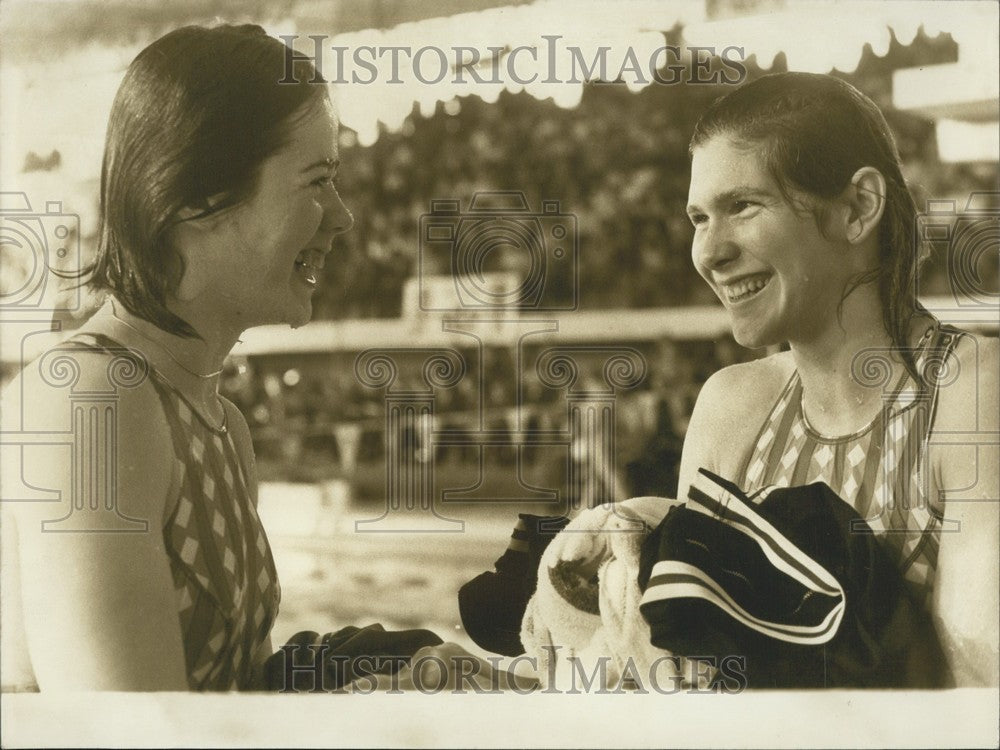 1974, Swimmers Melissa Belote and Sylvie le Noach - Historic Images