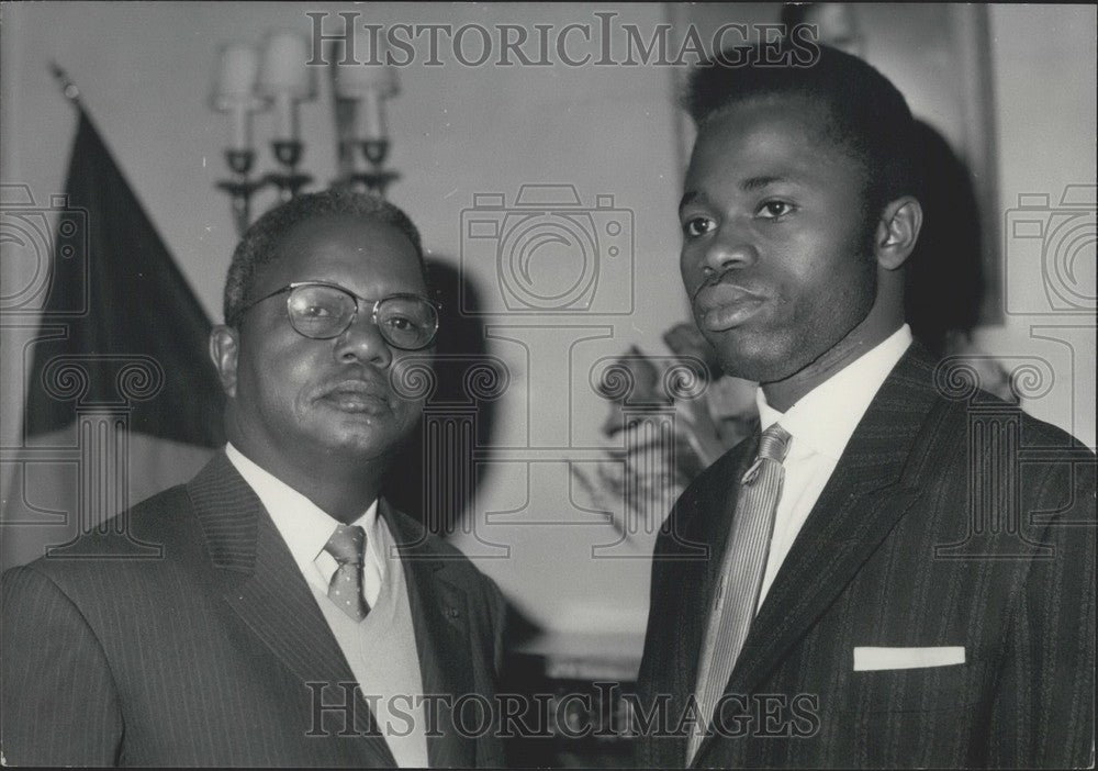 1961 Press Photo Congo&#39;s Bicoumat and Ibouanga at a Press Conference - Historic Images
