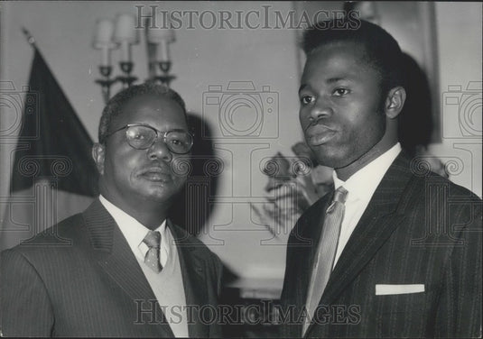 1961 Press Photo Congo's Bicoumat and Ibouanga at a Press Conference - Historic Images