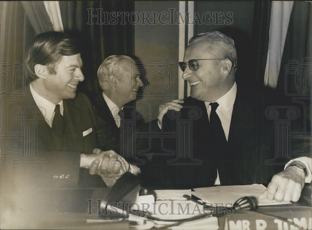 1971, Robert Poujade Shakes Rene Tomasini's Hand, Roger Frey - Historic Images