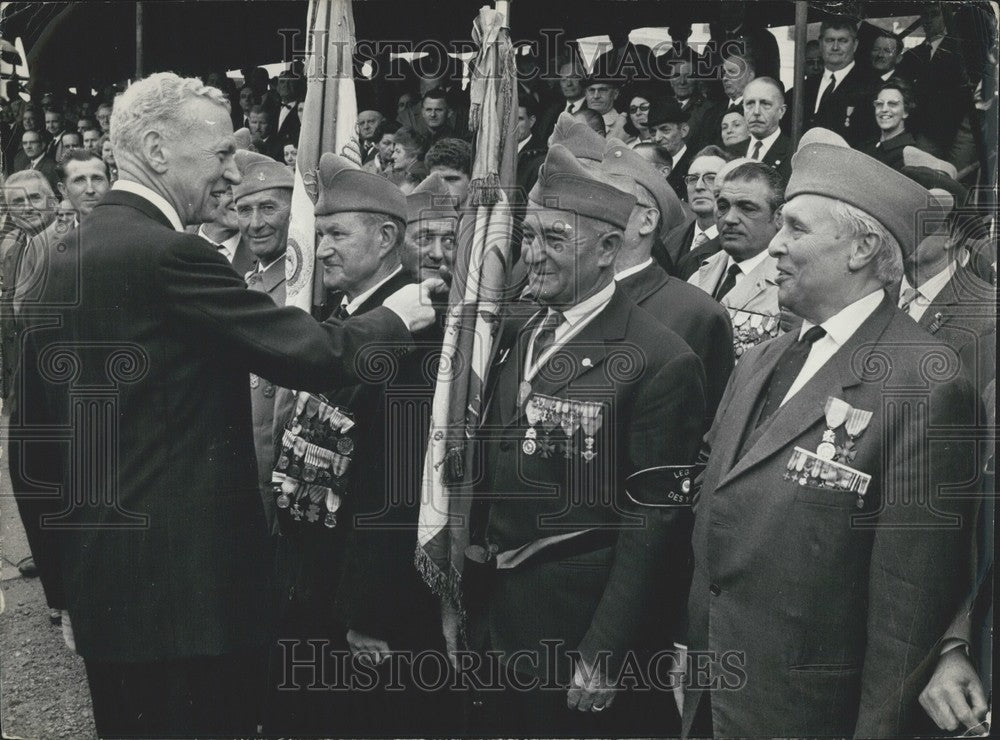 1968, Couve de Murville Shakes World War I Veterans' Hands Memorial - Historic Images
