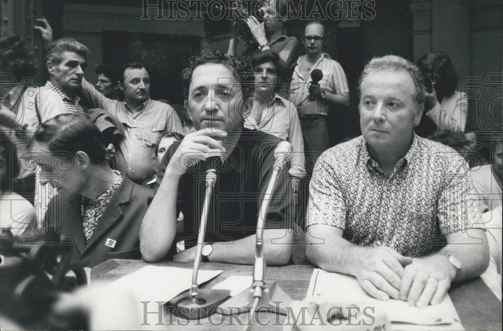 1973 Press Photo Piaget, Edmond Maire, and G. Seguy at Solidarity Demonstration - Historic Images