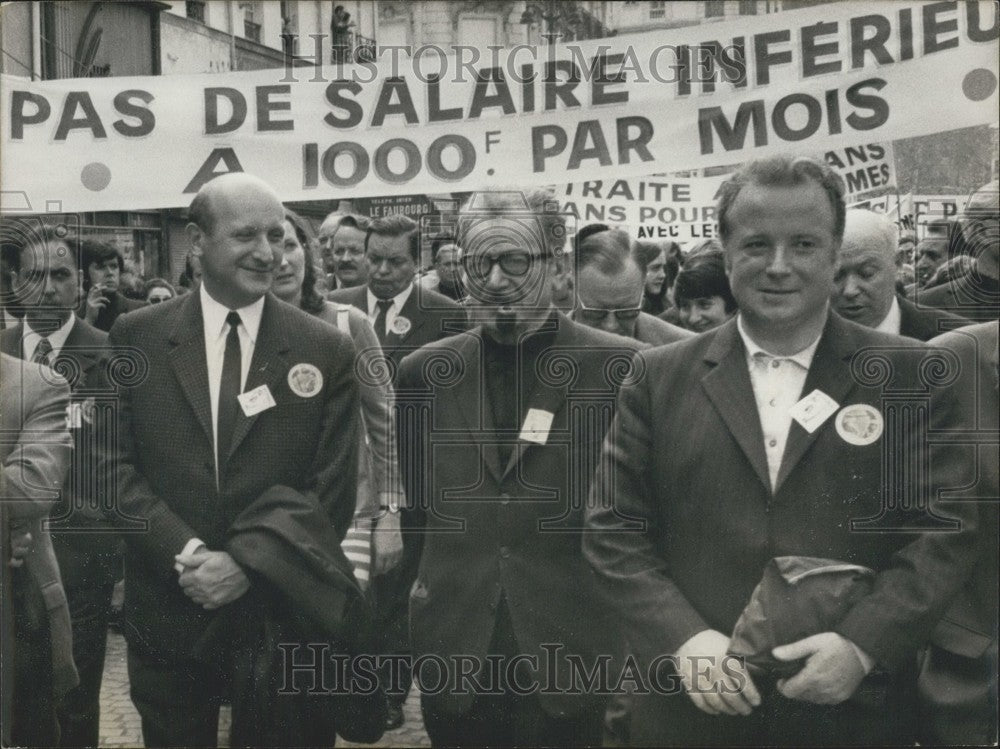 1972, French Line Directors Krasucki, Benoit-Frachon, and Seguy - Historic Images