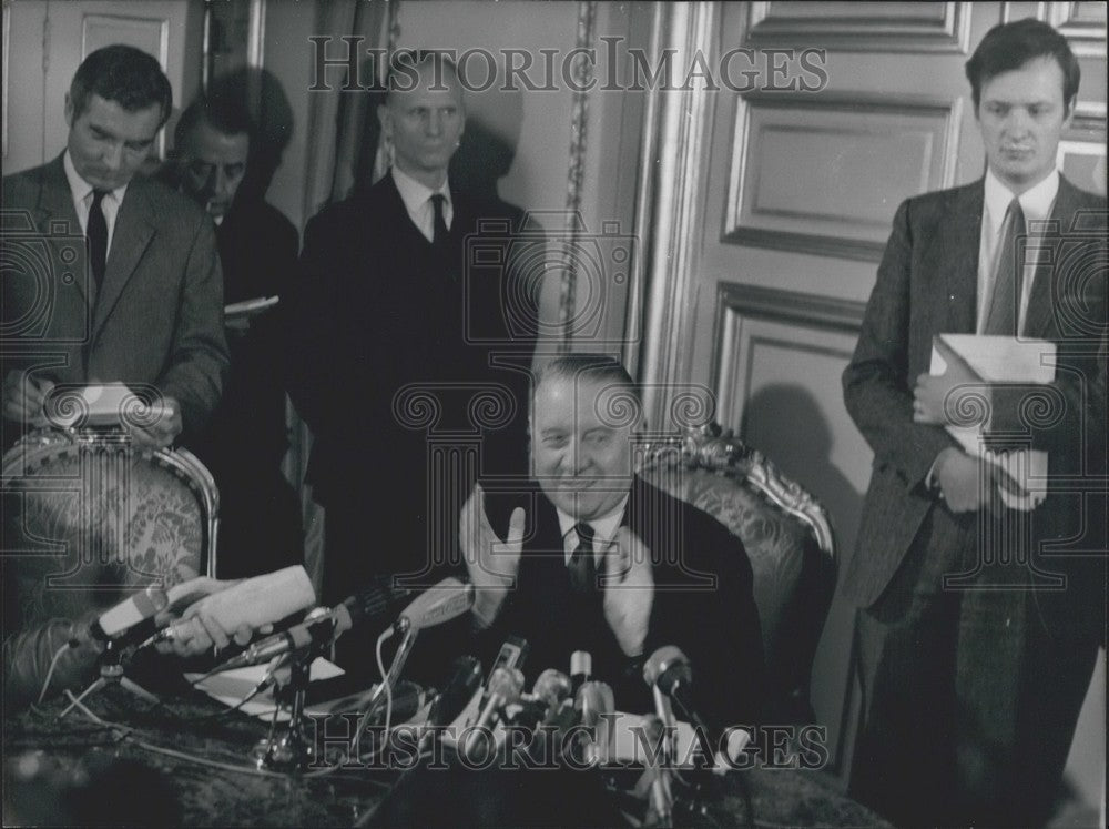 1969 Alain Poher during a Press Conference - Historic Images