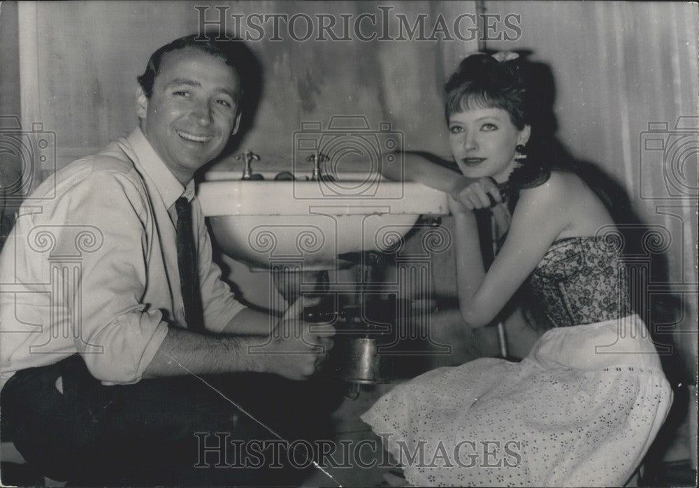 1963, Claude Brasseur and Anna Karina in Scene from "Sweet and Sour" - Historic Images